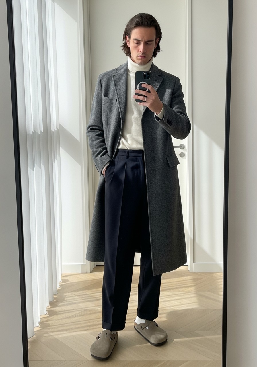 Elevated Winter Knit - 50 Birkenstock Outfits for Men: The Ultimate Style Guide