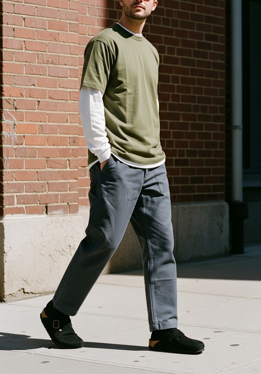 Utility Layering - 50 Birkenstock Outfits for Men: The Ultimate Style Guide