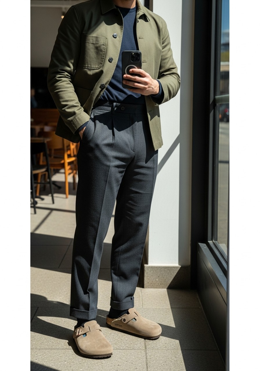 Modern Tailored Clogs - 50 Birkenstock Outfits for Men: The Ultimate Style Guide