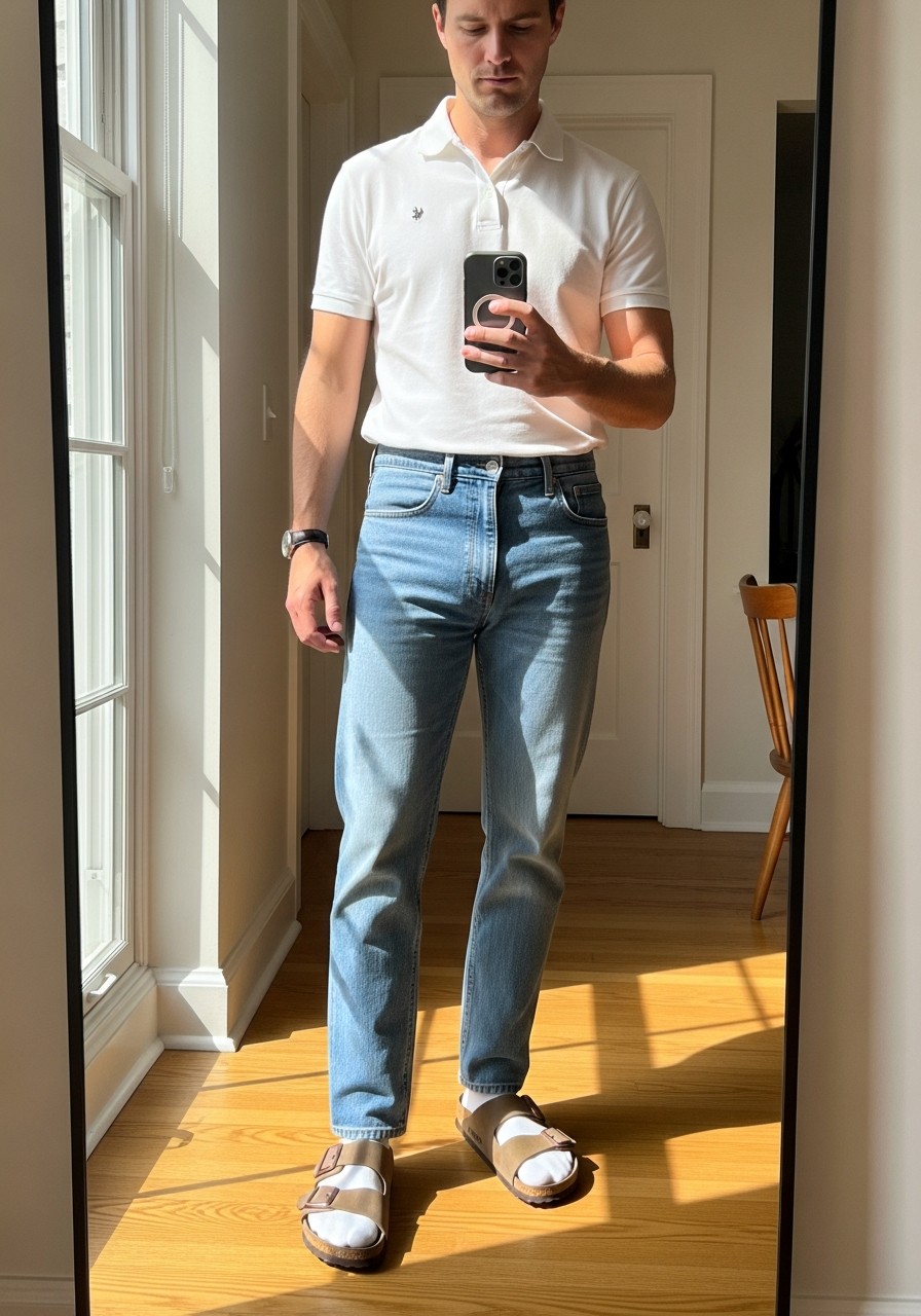 Polished Daytime Casual - 50 Birkenstock Outfits for Men: The Ultimate Style Guide