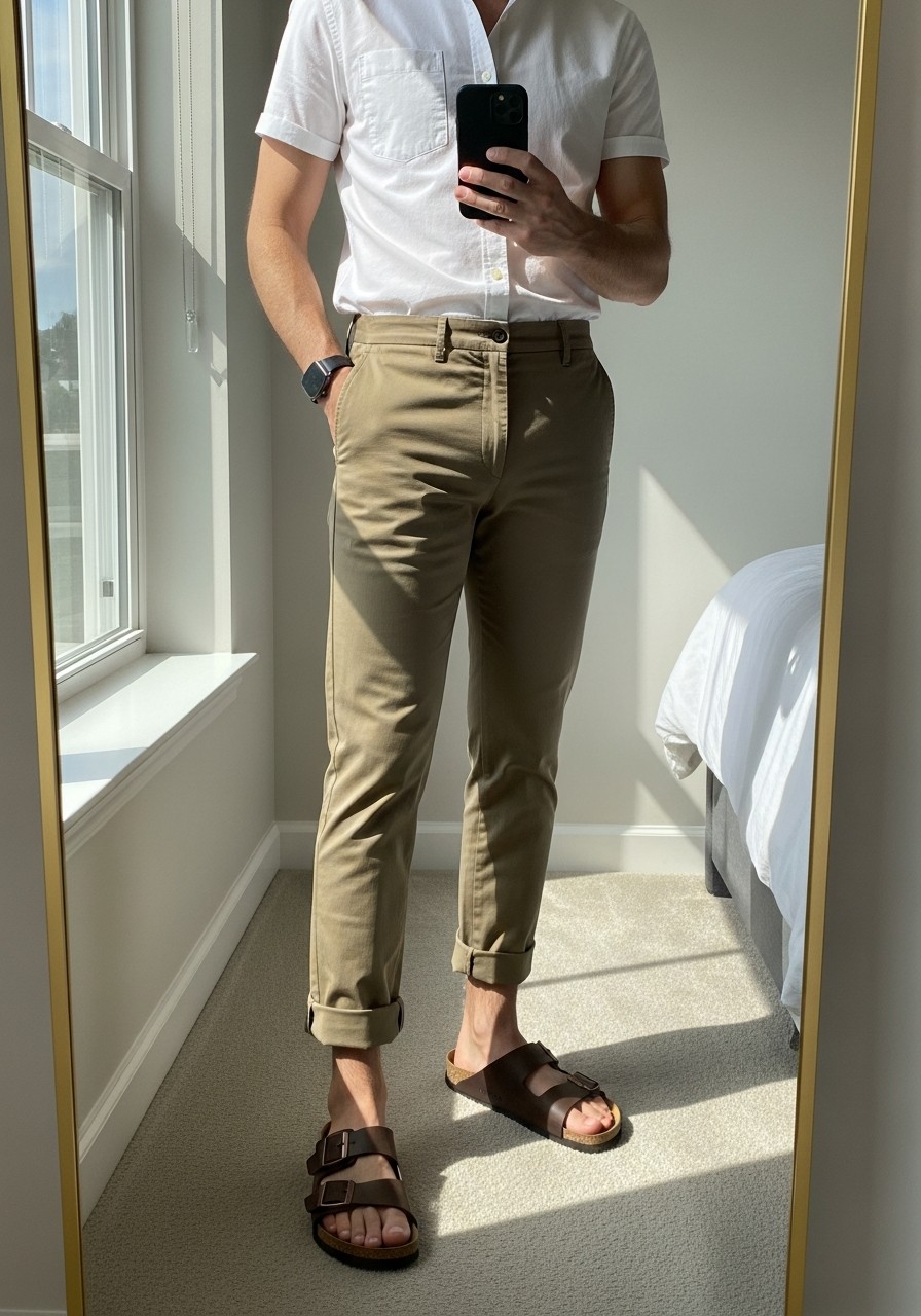 Smart Summer Chinos - 50 Birkenstock Outfits for Men: The Ultimate Style Guide
