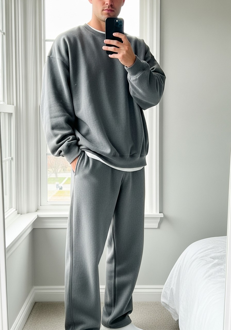 Stone Sweatshirt, Joggers - 50 Oversized Sweatshirt Outfit Ideas