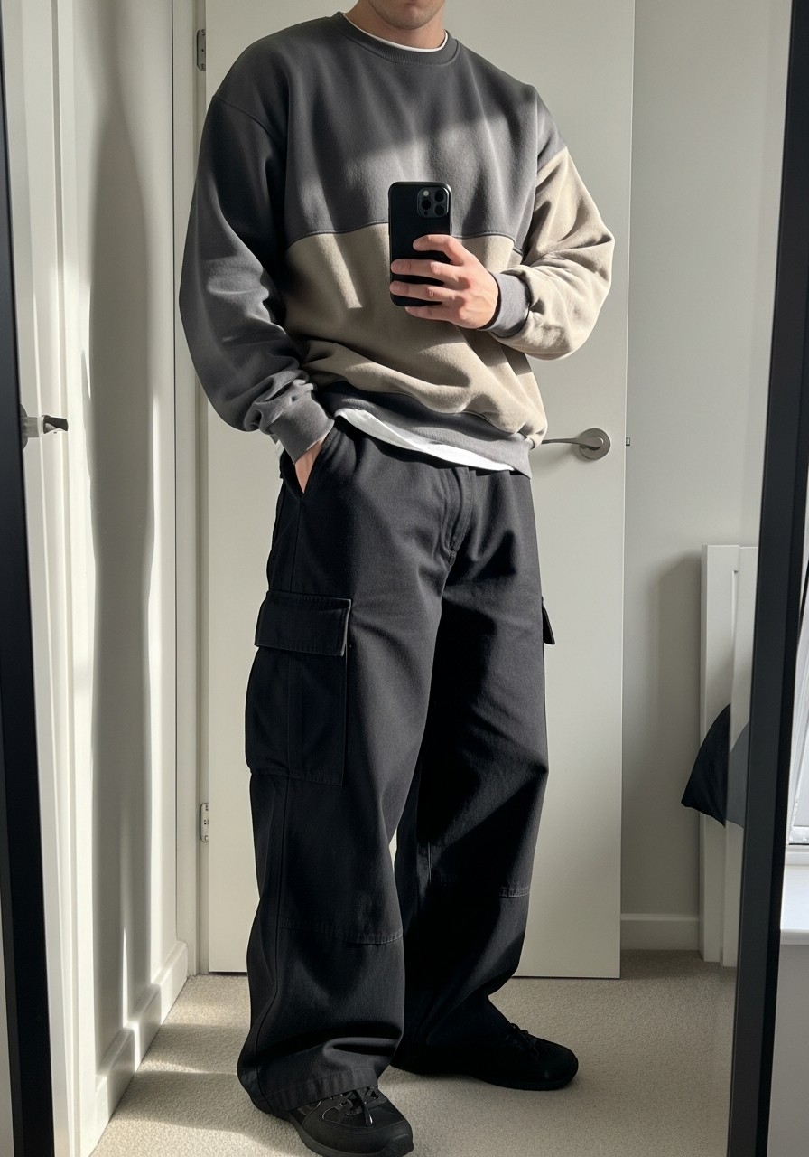 Cargo Pants Need This Top - 50 Oversized Sweatshirt Outfit Ideas