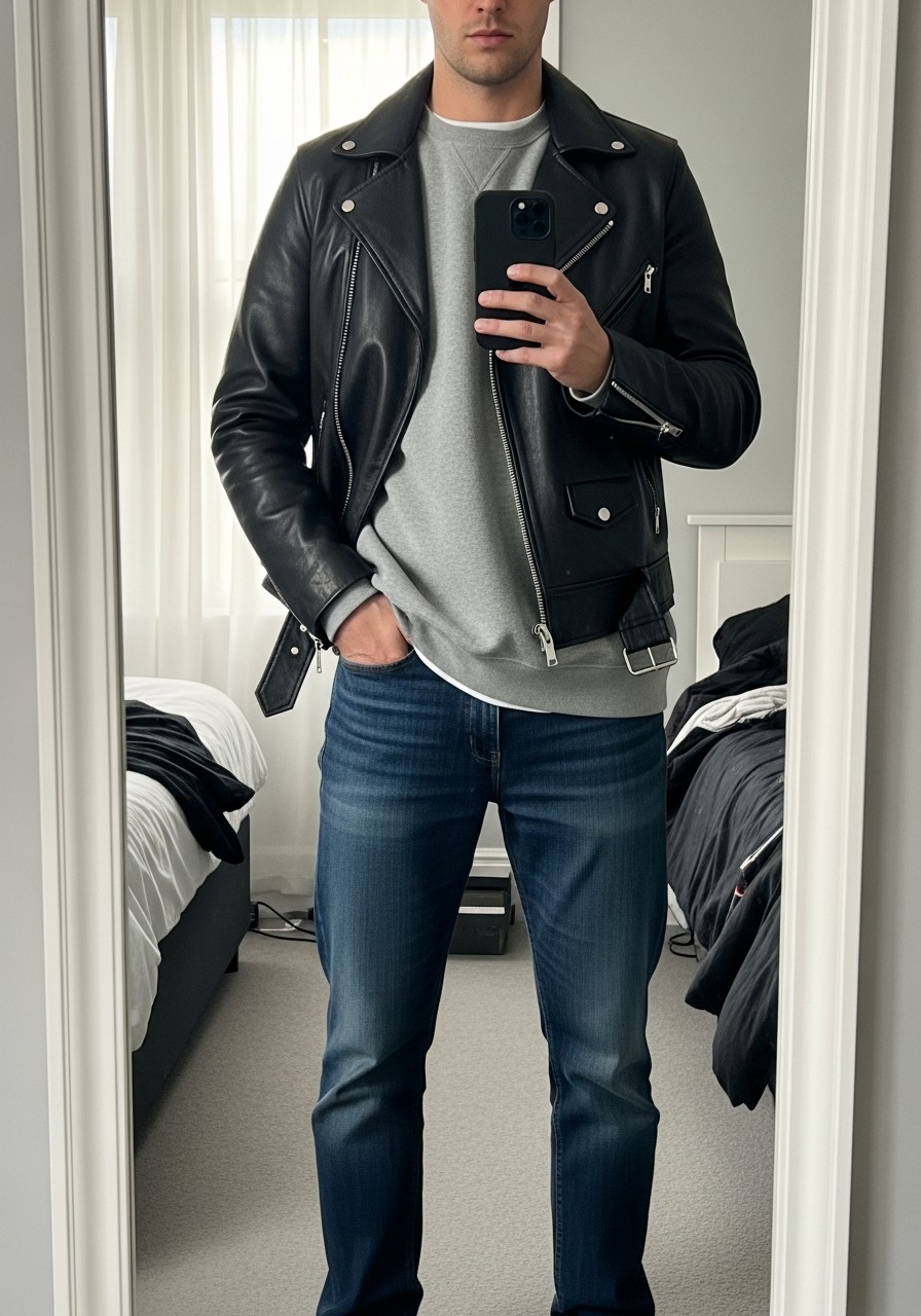 Sweatshirt, Leather, Denim - 50 Oversized Sweatshirt Outfit Ideas