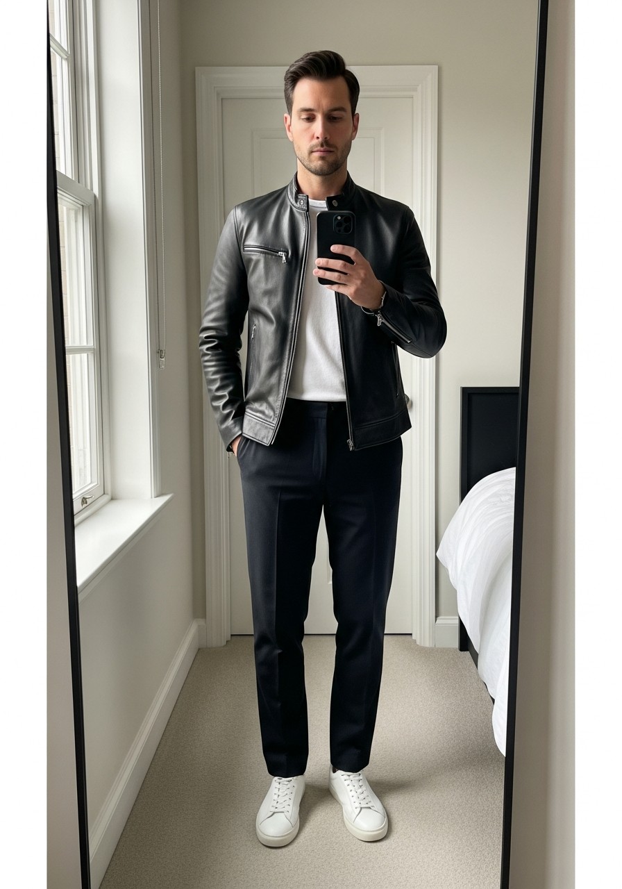 Clean Leather Jacket - 50 Stockholm Style Men Ideas