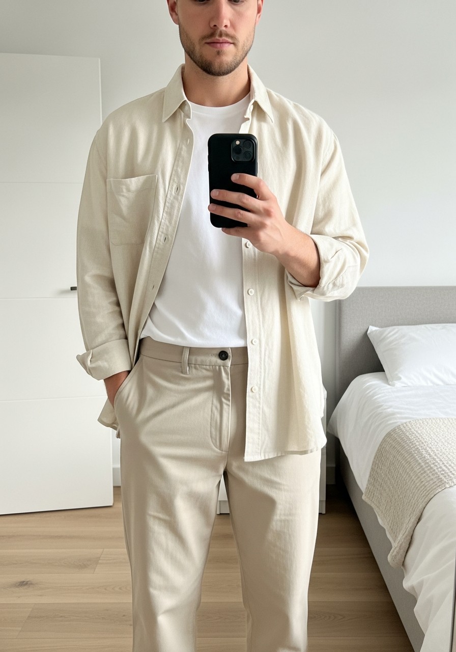 Layered Cream and White - 50 Stockholm Style Men Ideas