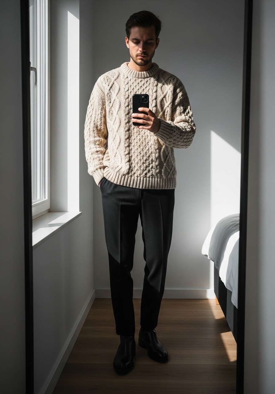Chunky Knit Sweater - 50 Stockholm Style Men Ideas