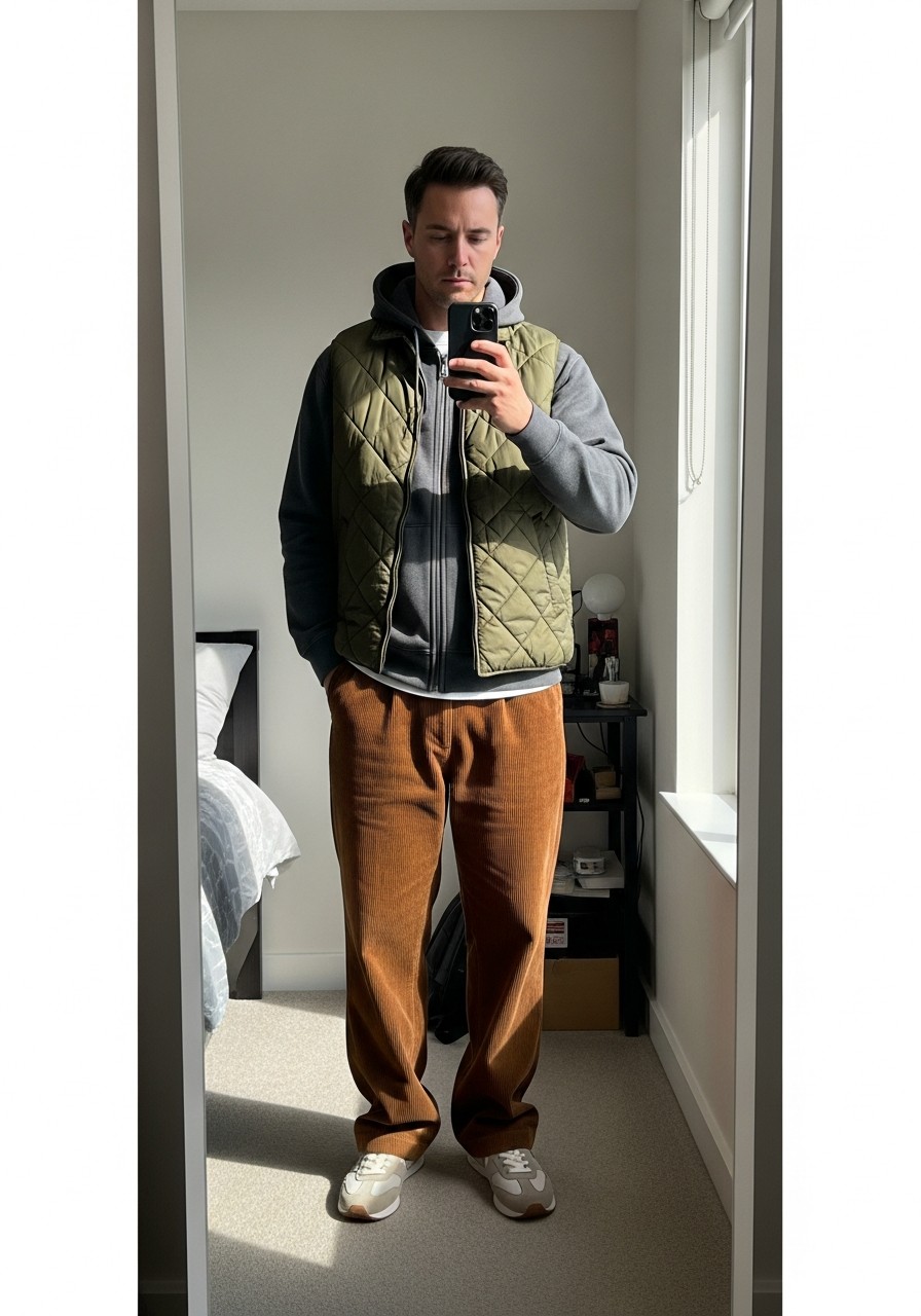 Quilted Vest Combo - 50 Zip-Up Hoodie Outfit Ideas for Men