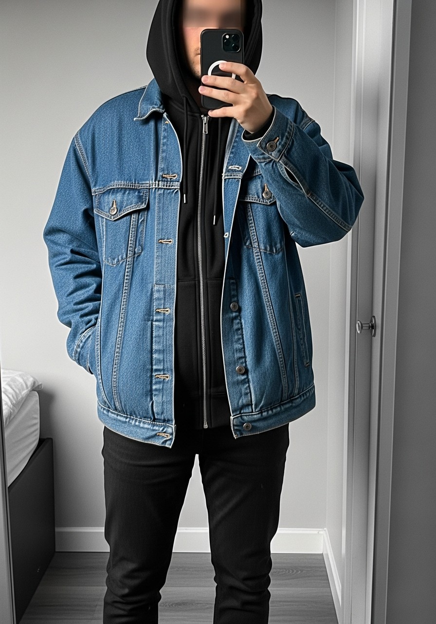 Monochrome Denim - 50 Zip-Up Hoodie Outfit Ideas for Men