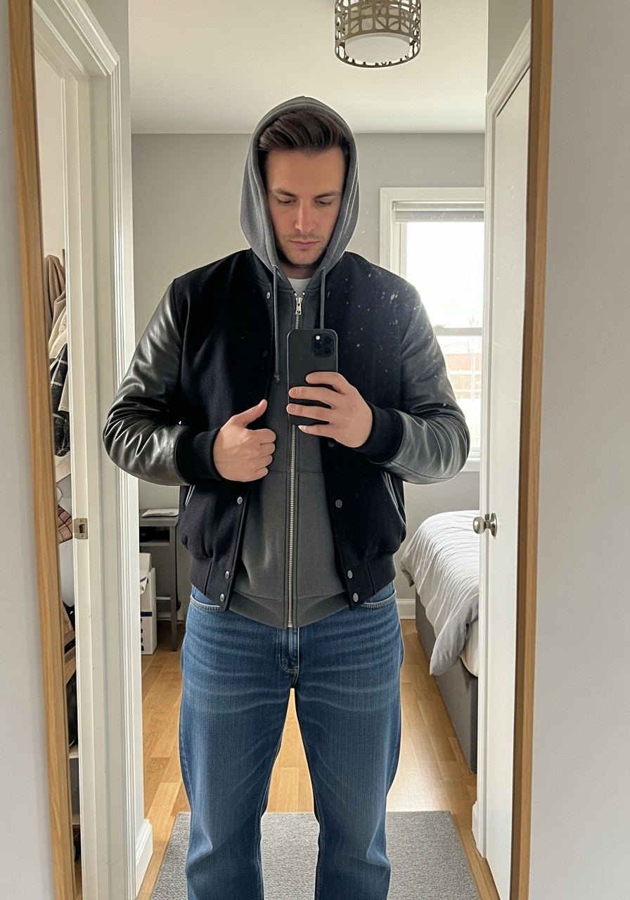 Varsity Layer - 50 Zip-Up Hoodie Outfit Ideas for Men