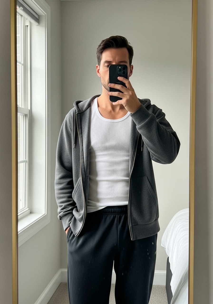 Tank Top Layer - 50 Zip-Up Hoodie Outfit Ideas for Men