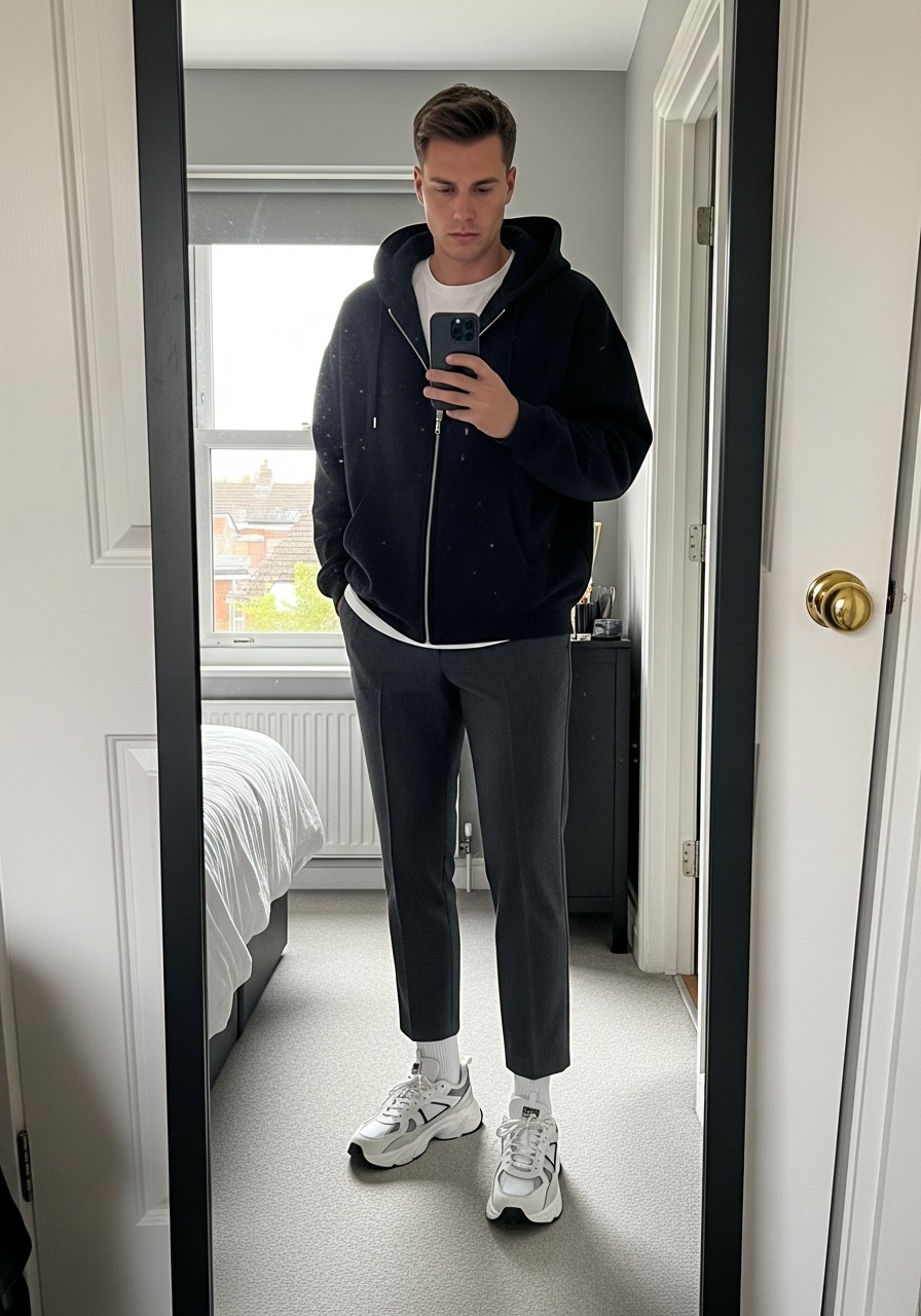 Cropped Pants Focus - 50 Zip-Up Hoodie Outfit Ideas for Men