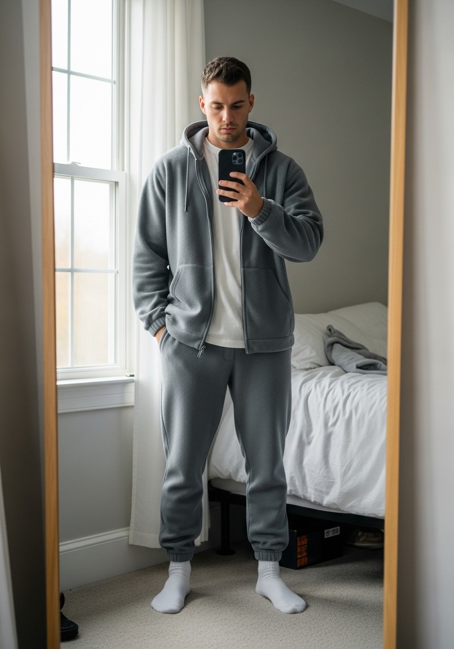 Matching Athleisure Set - 50 Zip-Up Hoodie Outfit Ideas for Men