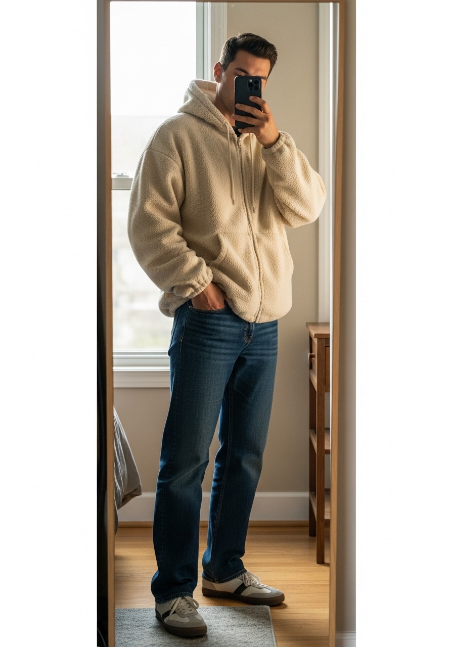 Fleece Texture - 50 Zip-Up Hoodie Outfit Ideas for Men