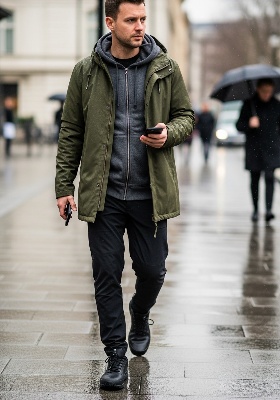 Rainy Day Ready - 50 Zip-Up Hoodie Outfit Ideas for Men