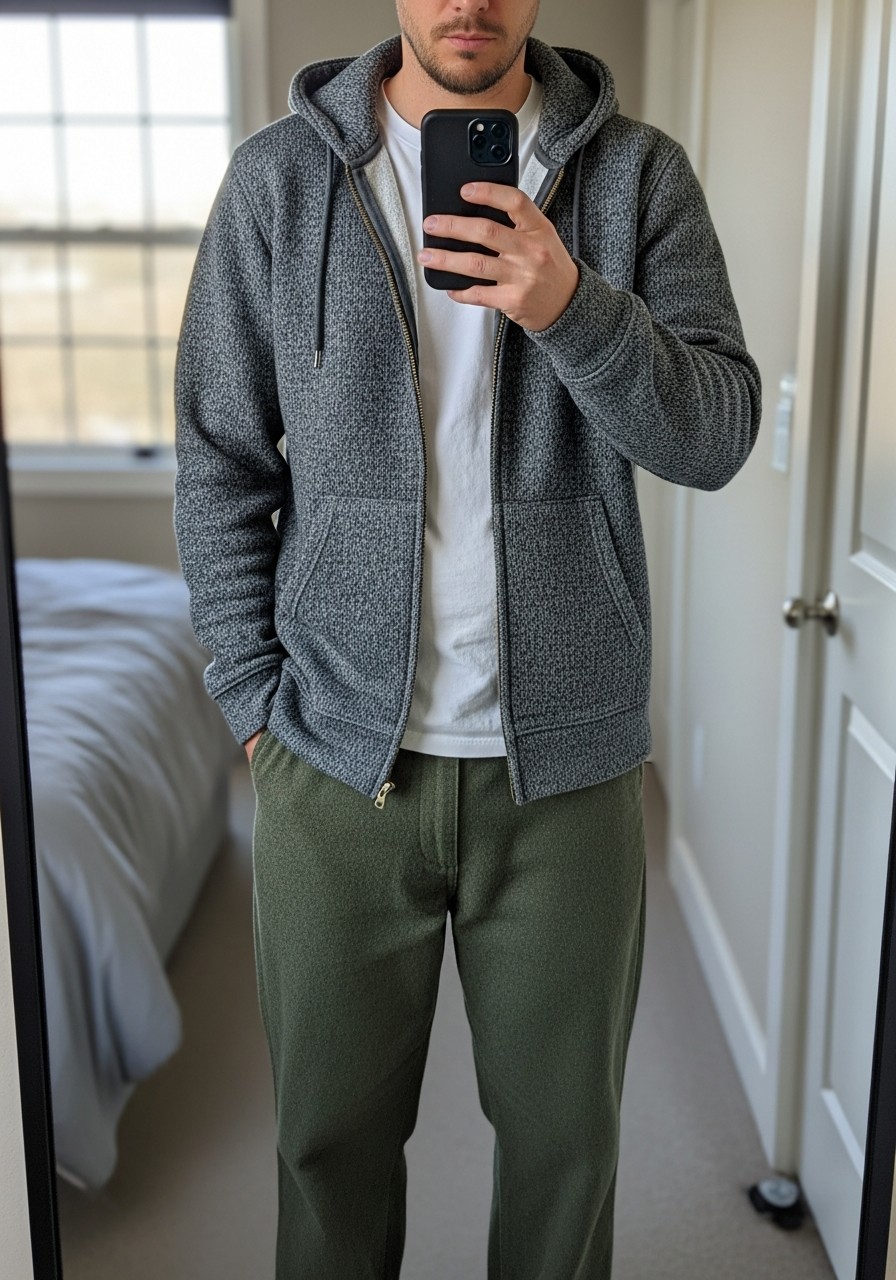Flannel-Lined Comfort - 50 Zip-Up Hoodie Outfit Ideas for Men