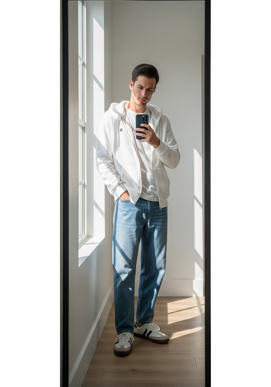 Clean Light Wash - 50 Zip-Up Hoodie Outfit Ideas for Men