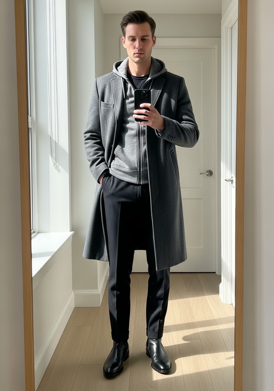 Refined City Look - 50 Zip-Up Hoodie Outfit Ideas for Men