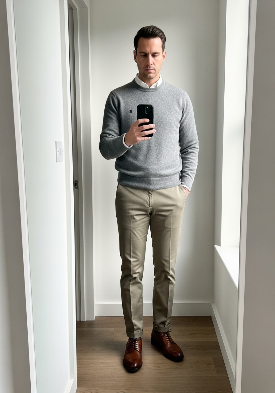 Sweater Over Shirt - 50 Men’s Business Casual Outfit Ideas