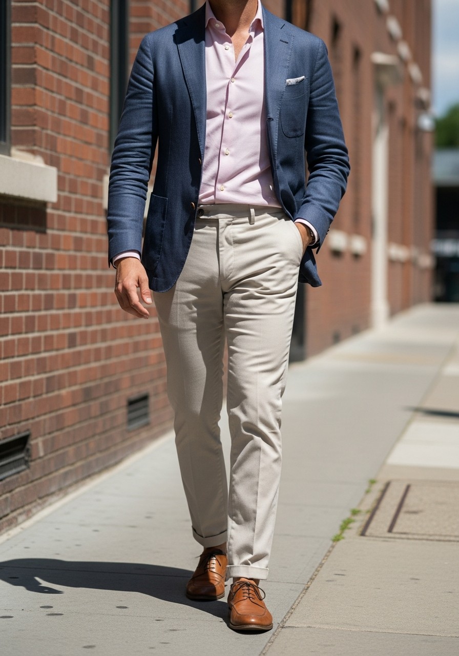 Pink Shirt, Beige Trousers - 50 Men’s Business Casual Outfit Ideas