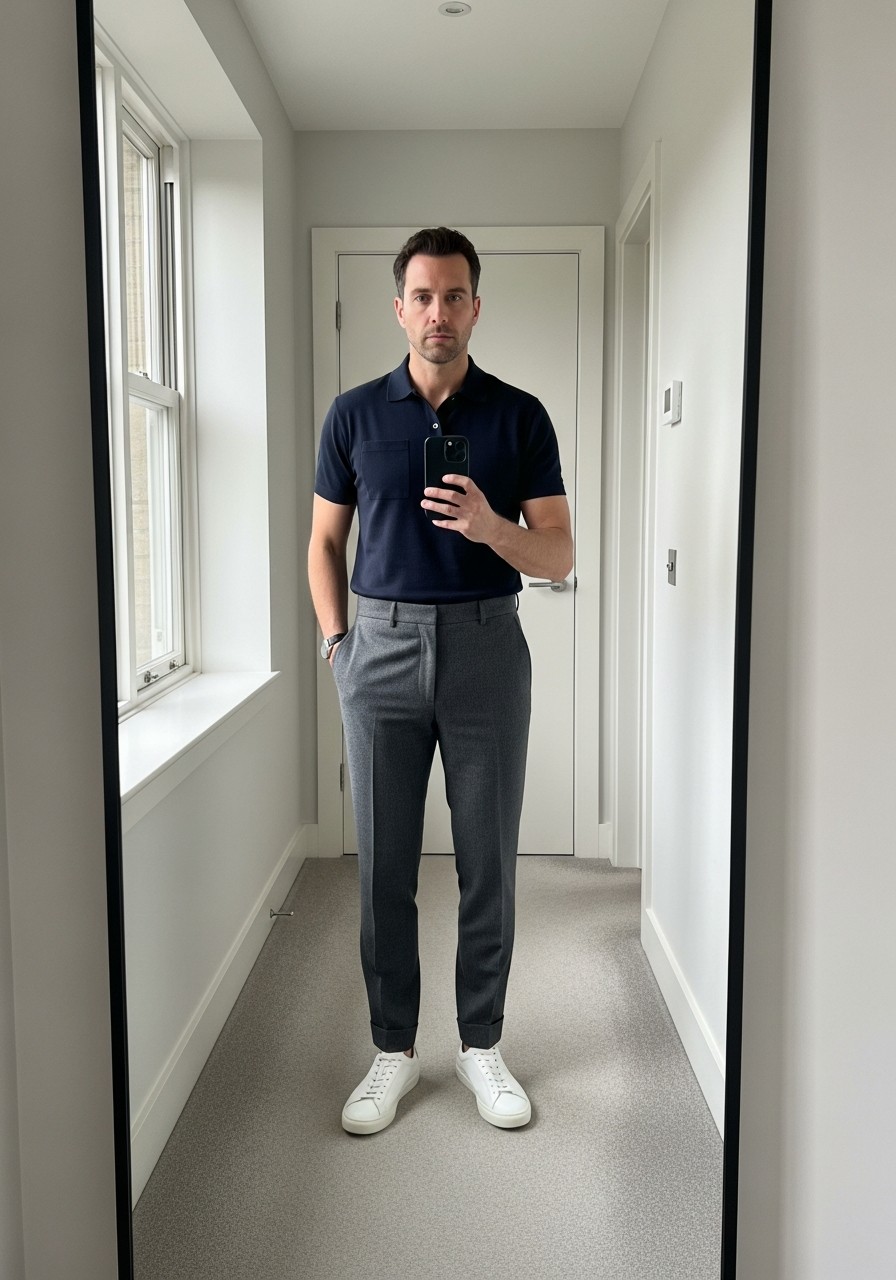 Polo Shirt, White Sneakers - 50 Men’s Business Casual Outfit Ideas