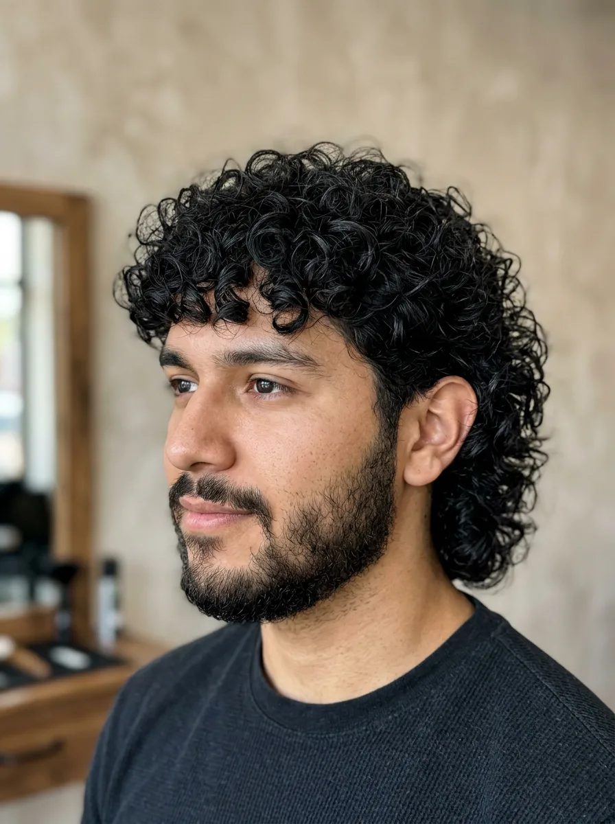 2. Curly Shag with Bangs