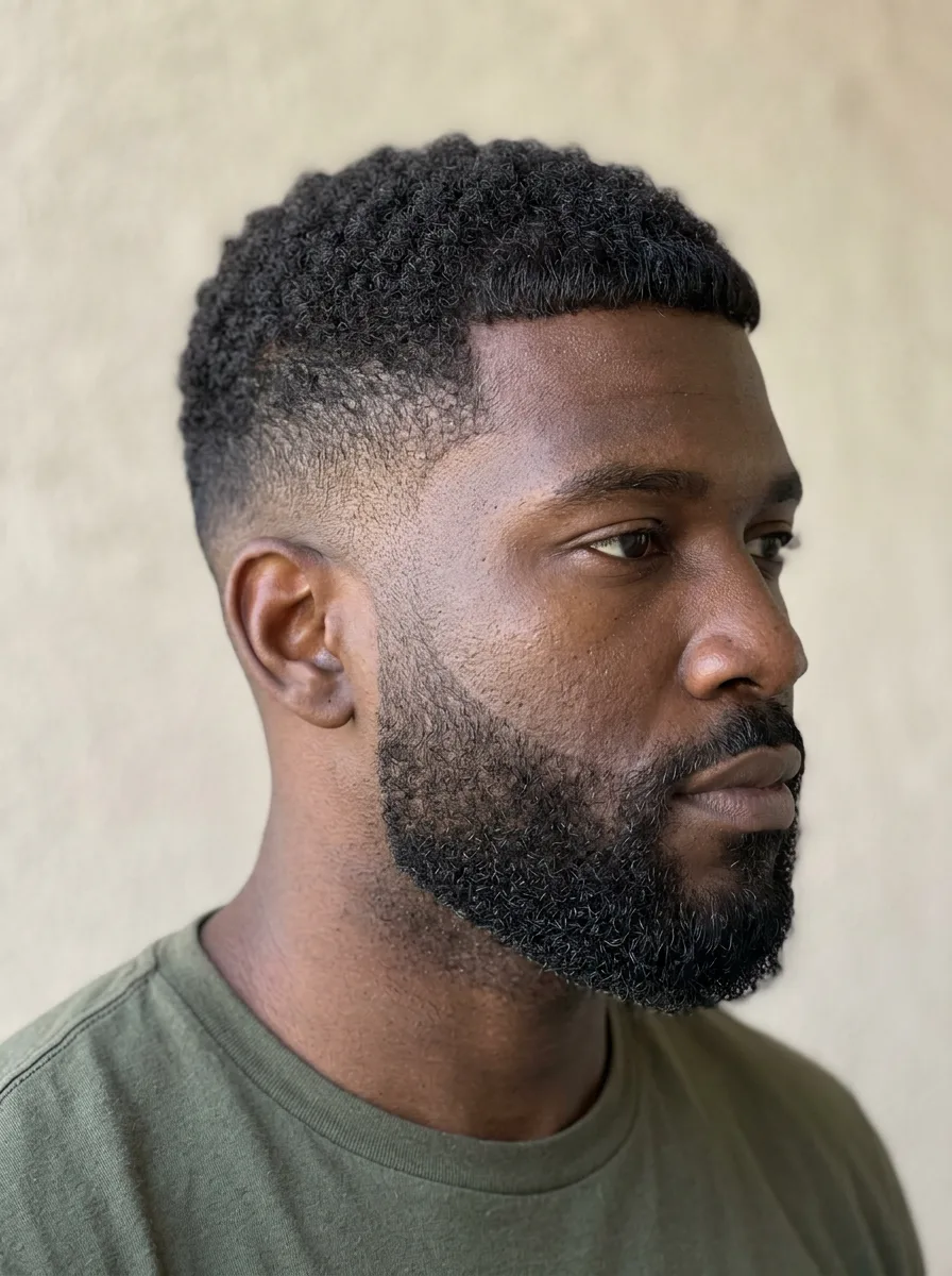 15. Low Fade Caesar with Beard