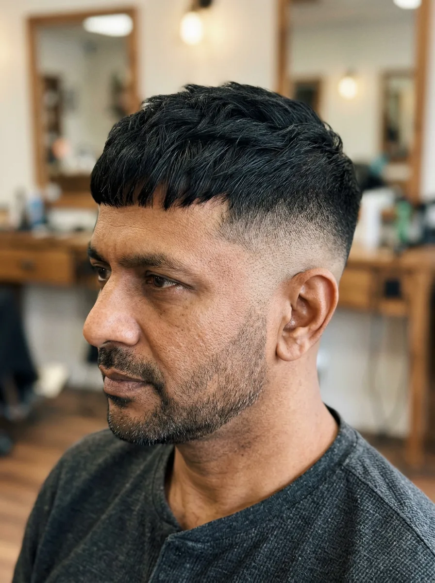 16. Skin Fade Caesar with Texture