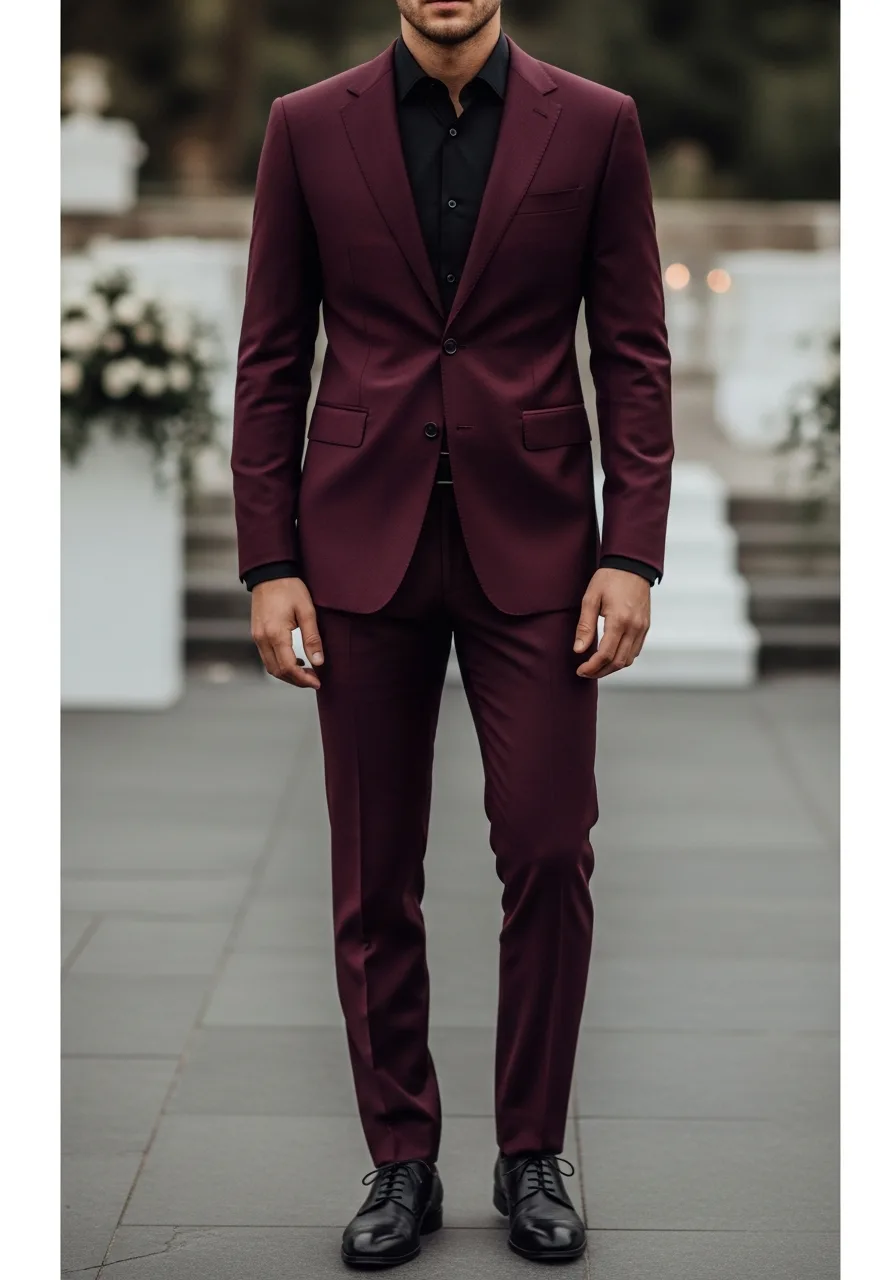 17. Noir Contrast Burgundy Suit