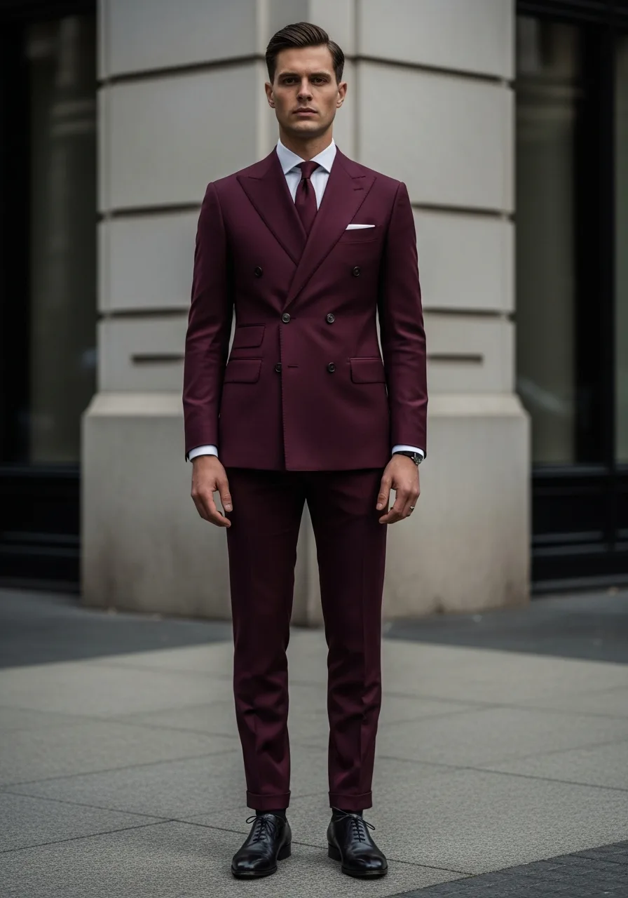 18. Double Breasted Burgundy Suit