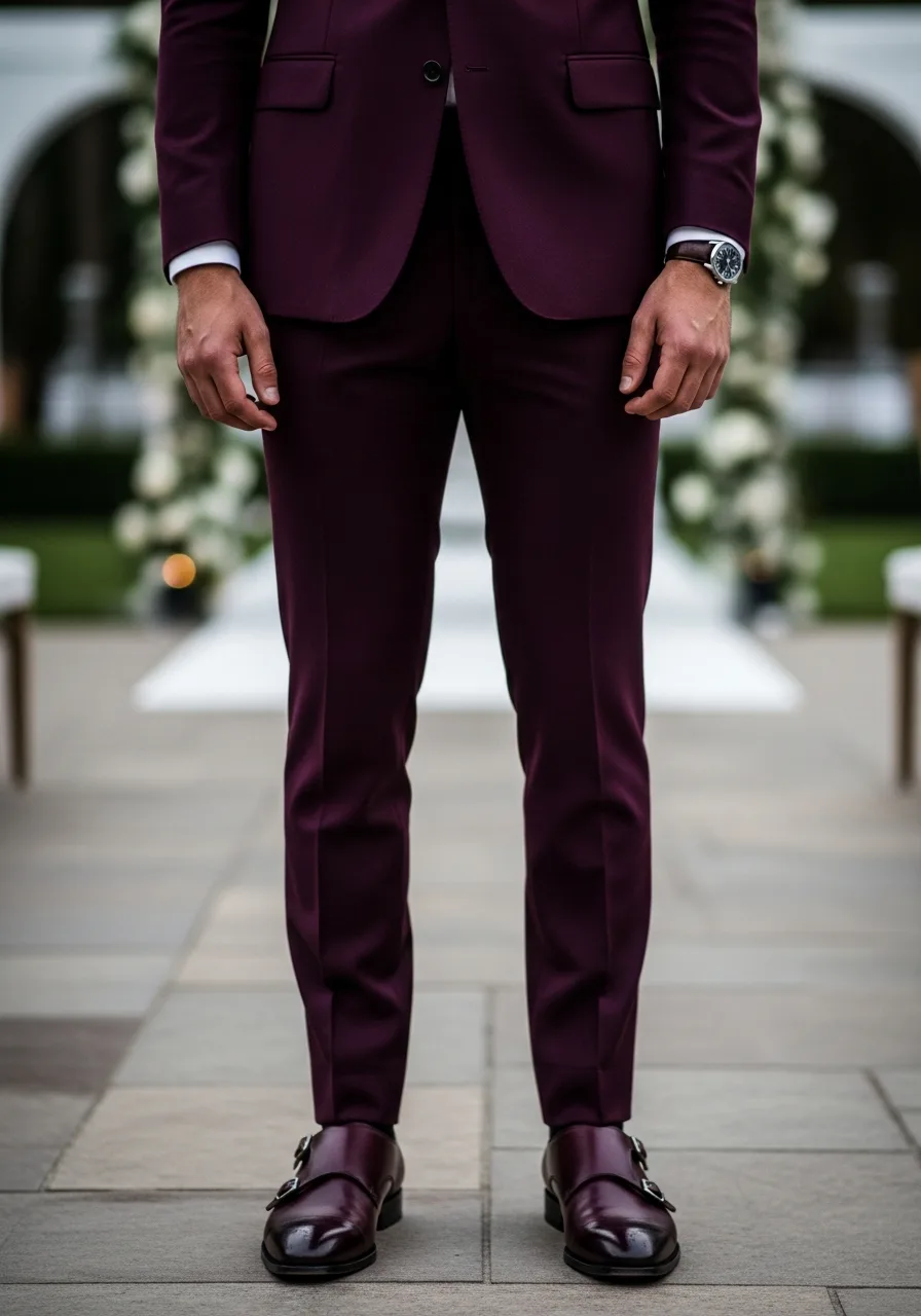 25. Double Monk Straps Burgundy Suit