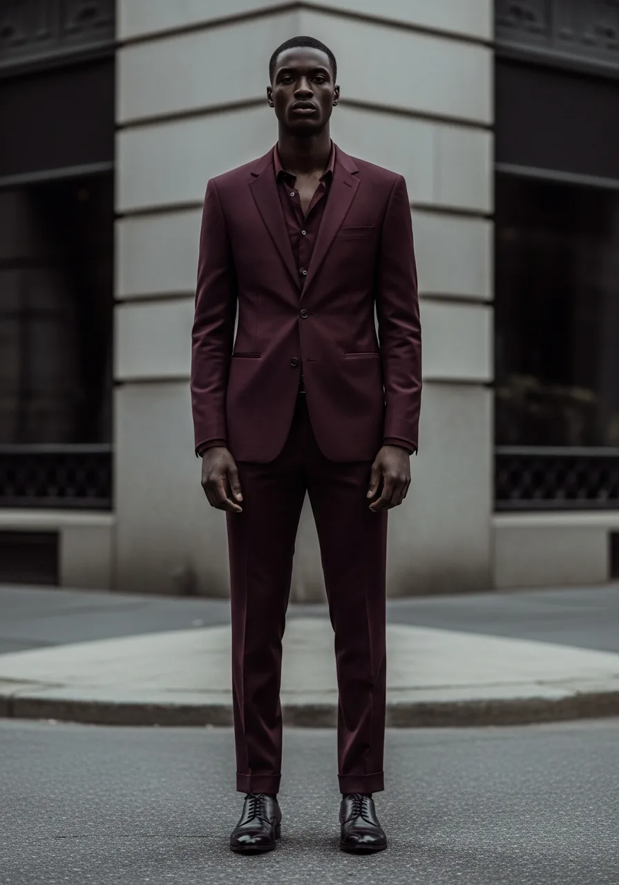 5. Monochrome Burgundy Suit