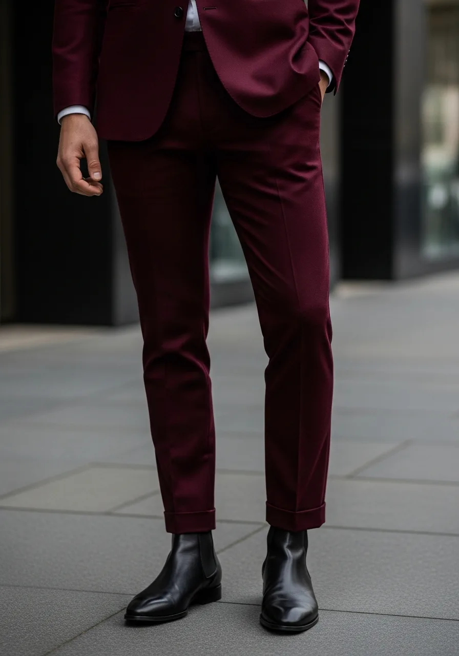 7. Chelsea Boot Burgundy Suit