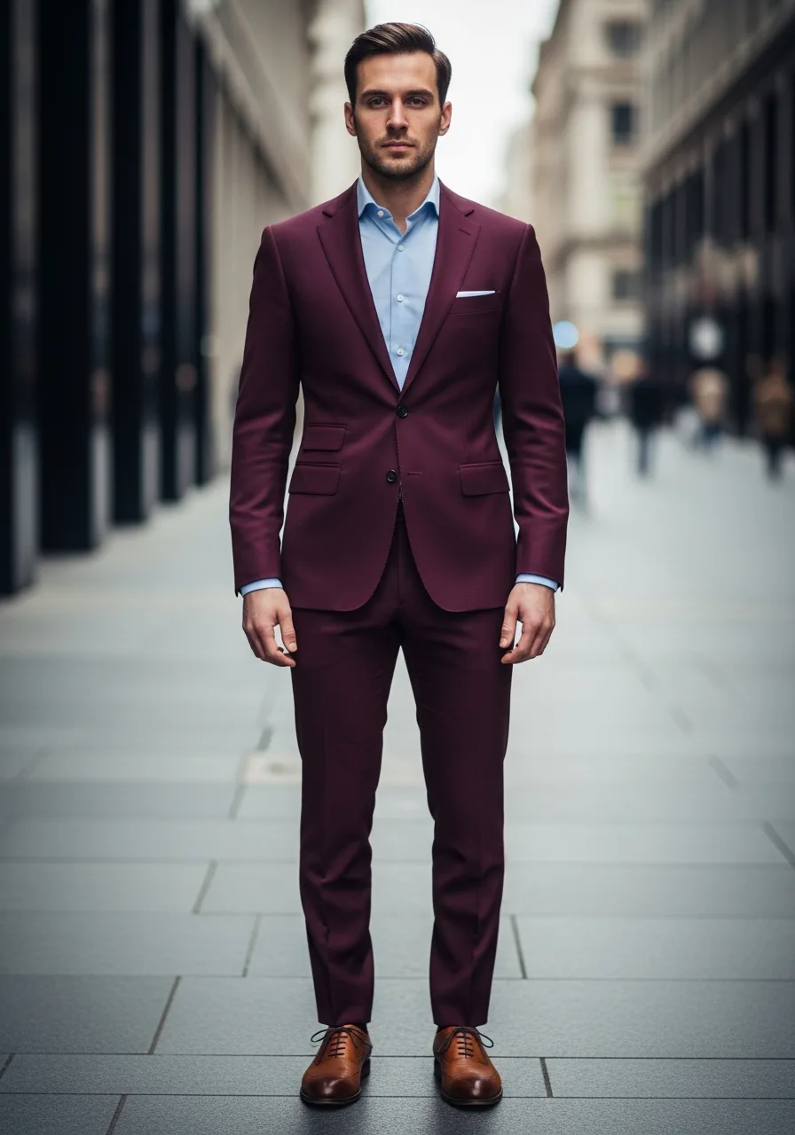 8. Blue Oxford Burgundy Suit