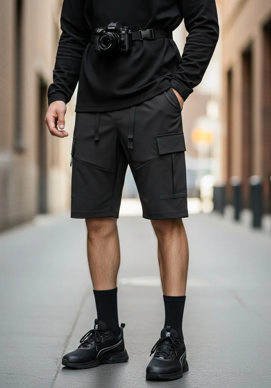 1. Monochrome Techwear Cargo Outfit