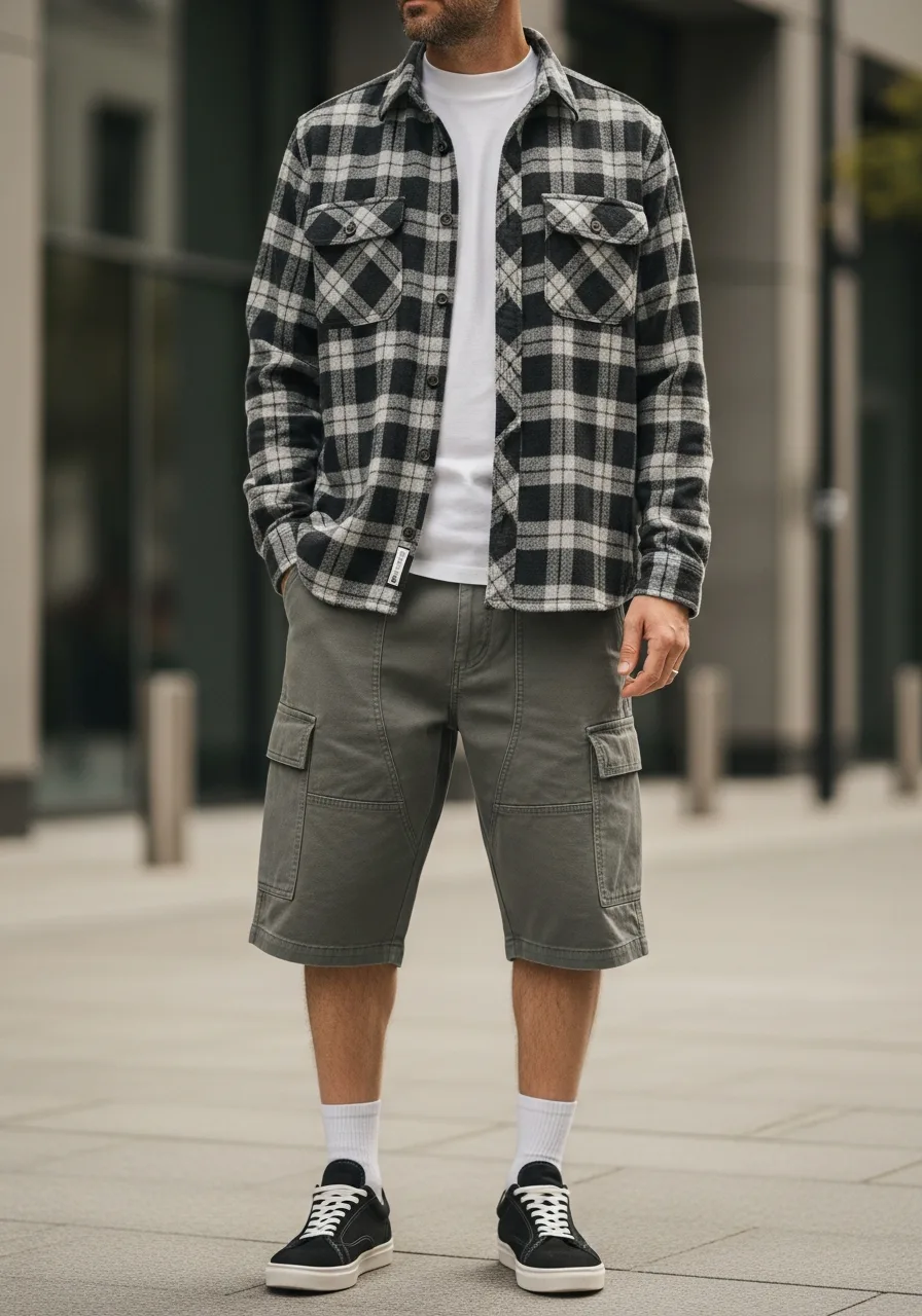 10. Flannel Layers + Utility Shorts
