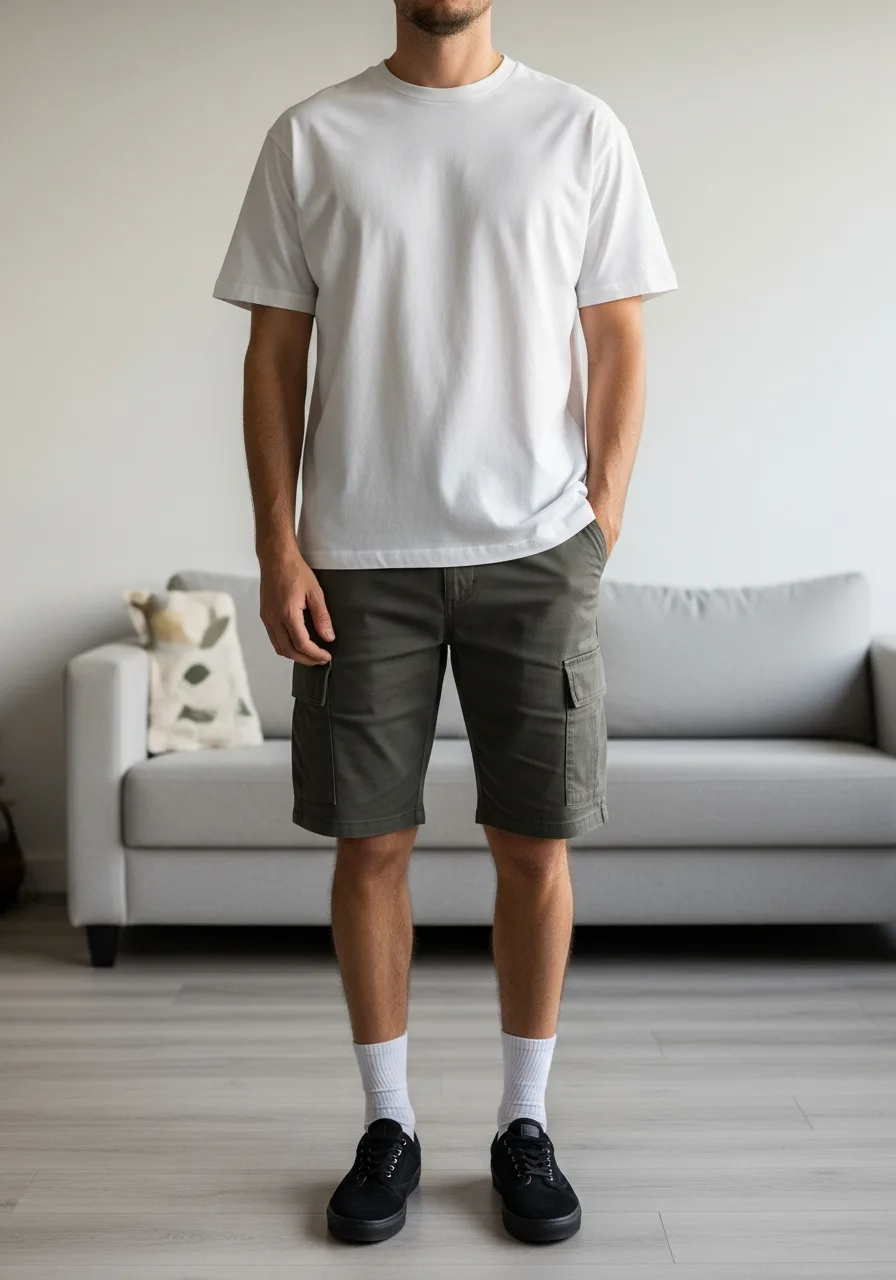 2. Heavyweight Tee with Slim Cargoes