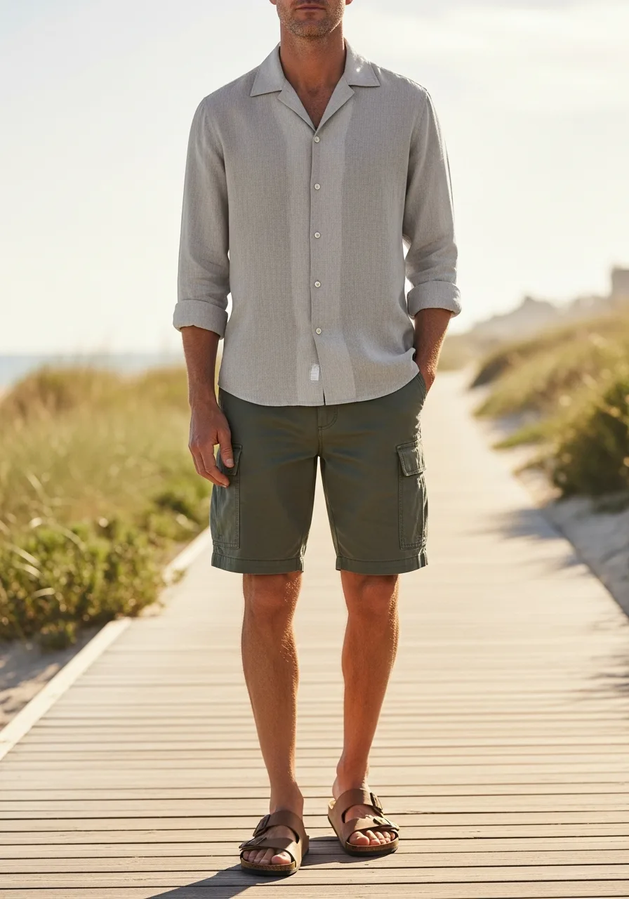 25. Linen Popover Shirt and Cargoes