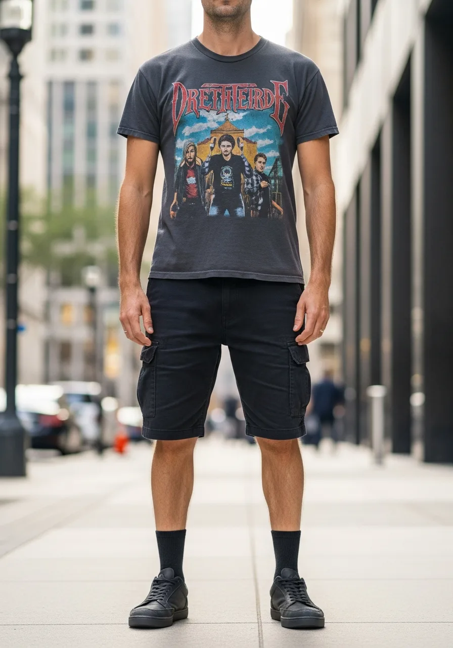 26. Vintage Band Tee with Cargoes