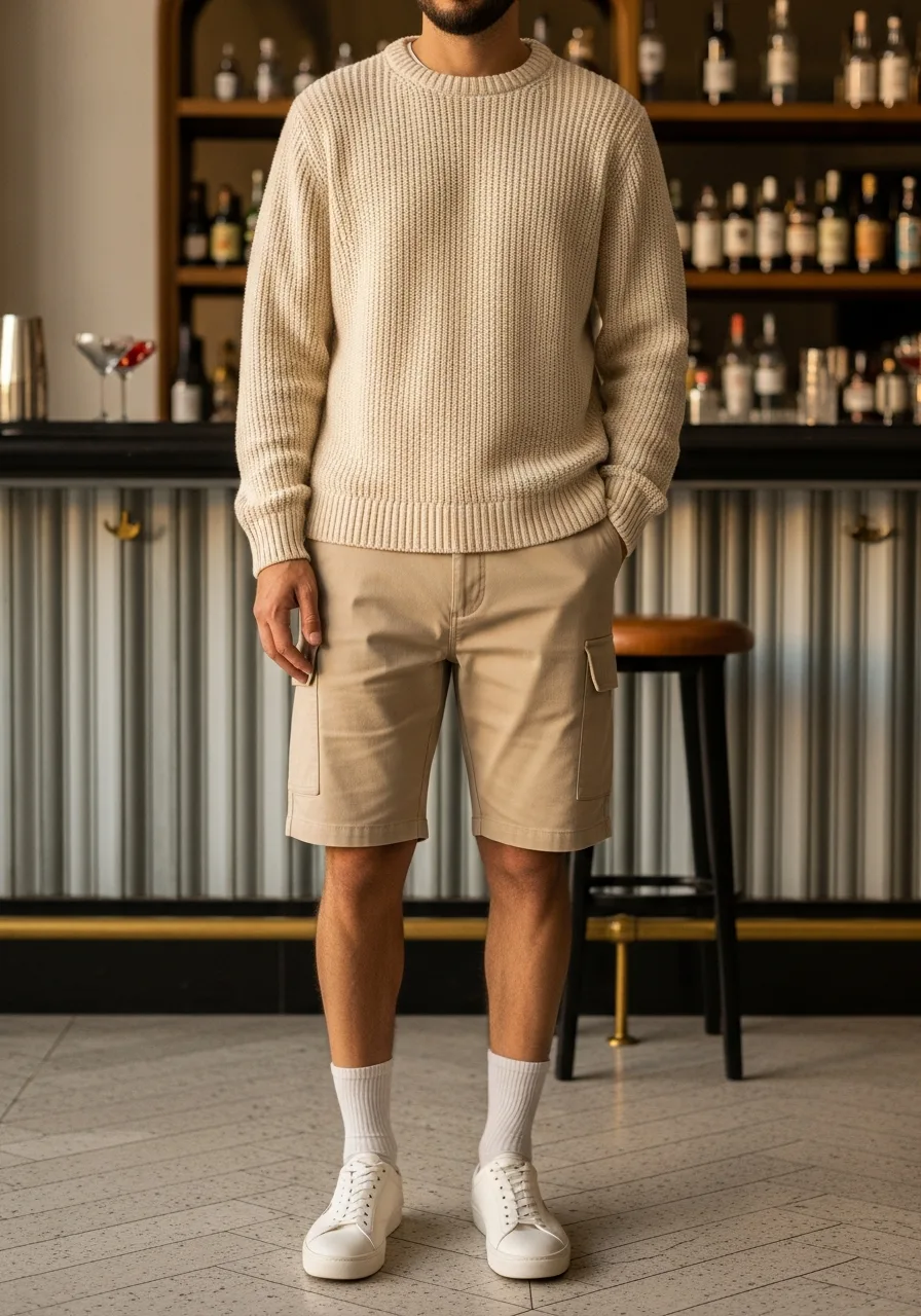 28. Textured Knit Cargo Shorts Outfit