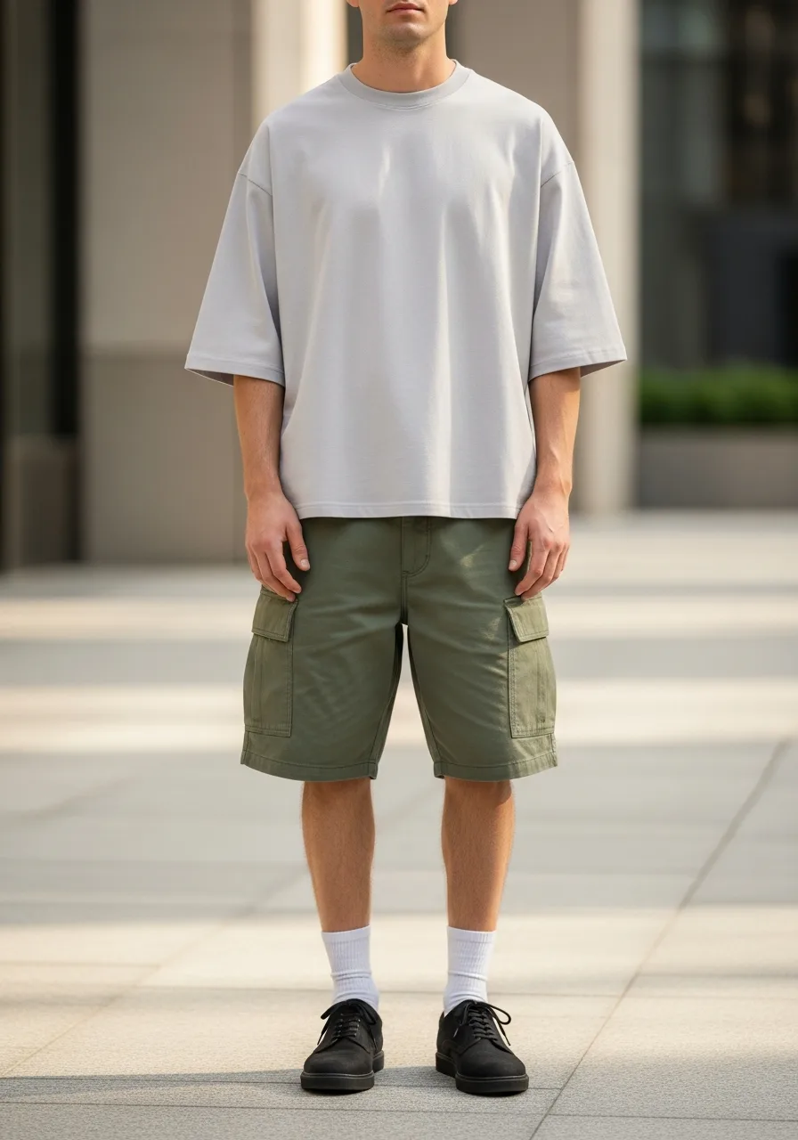 31. Boxy Tee Cargo Shorts Outfit