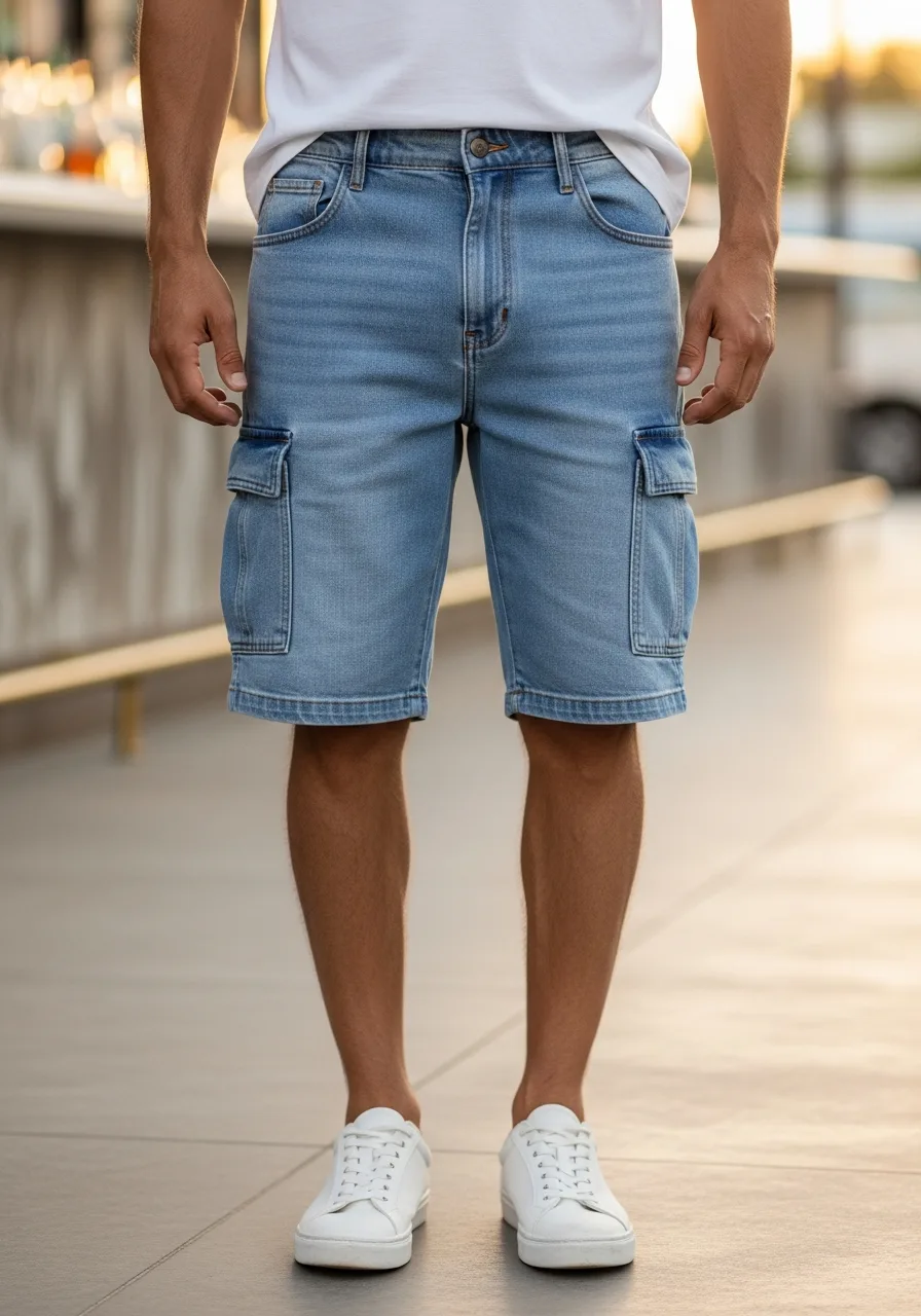 32. Denim Cargo Shorts Outfit