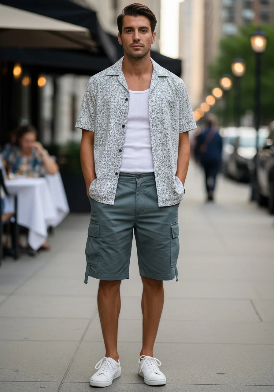 33. Camp Collar Cargo Shorts Outfit