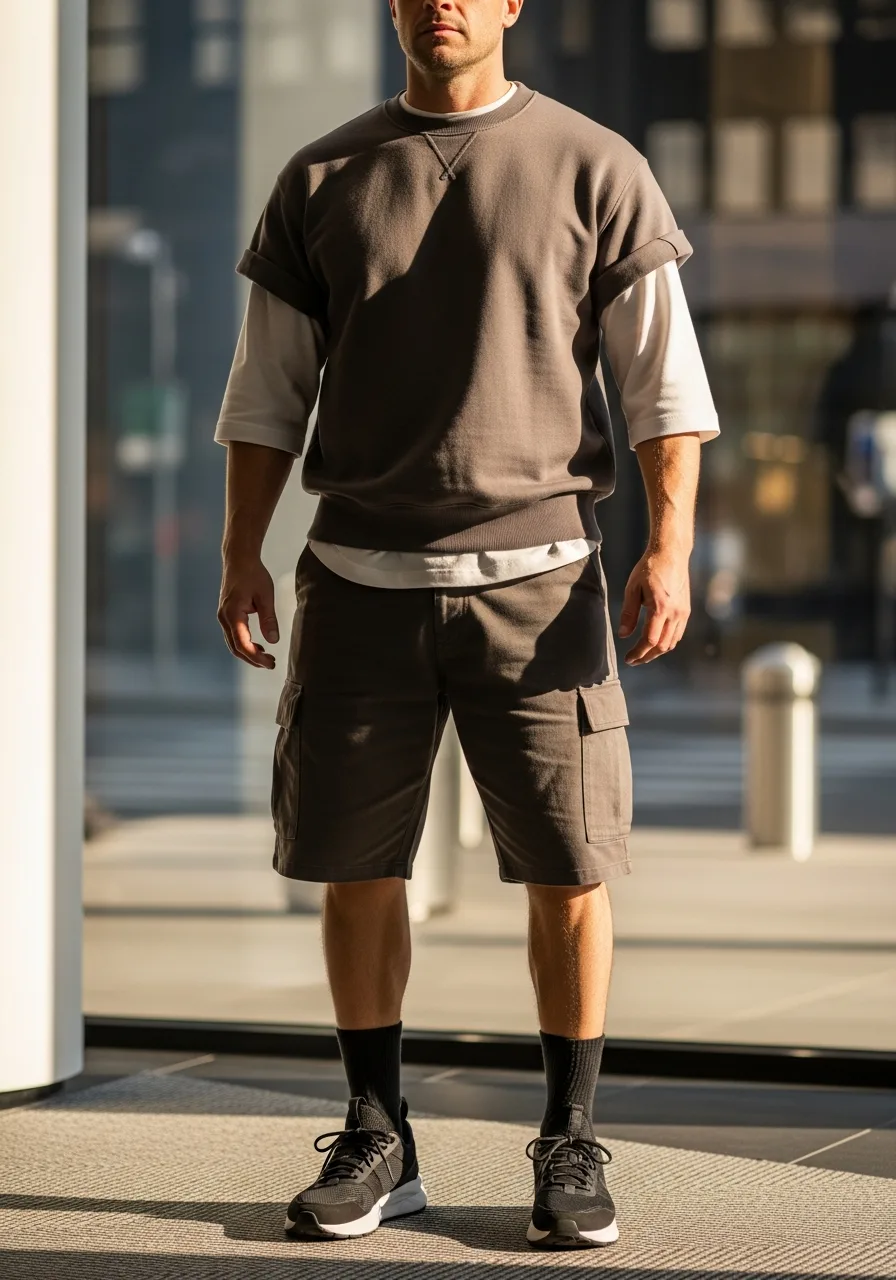 36. Short Sweatshirt Cargo Shorts Outfit