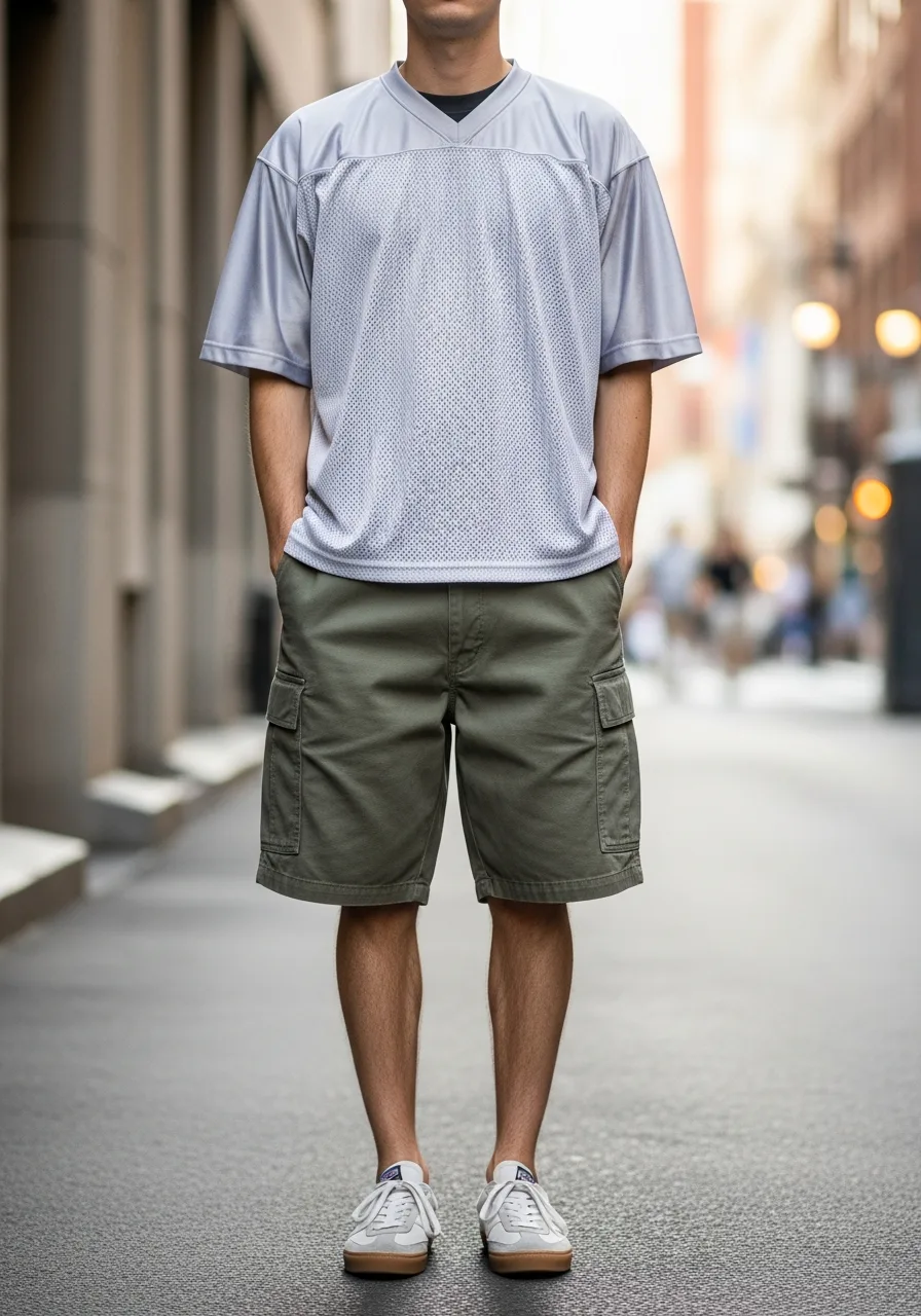 40. Vintage Jersey Cargo Shorts Outfit