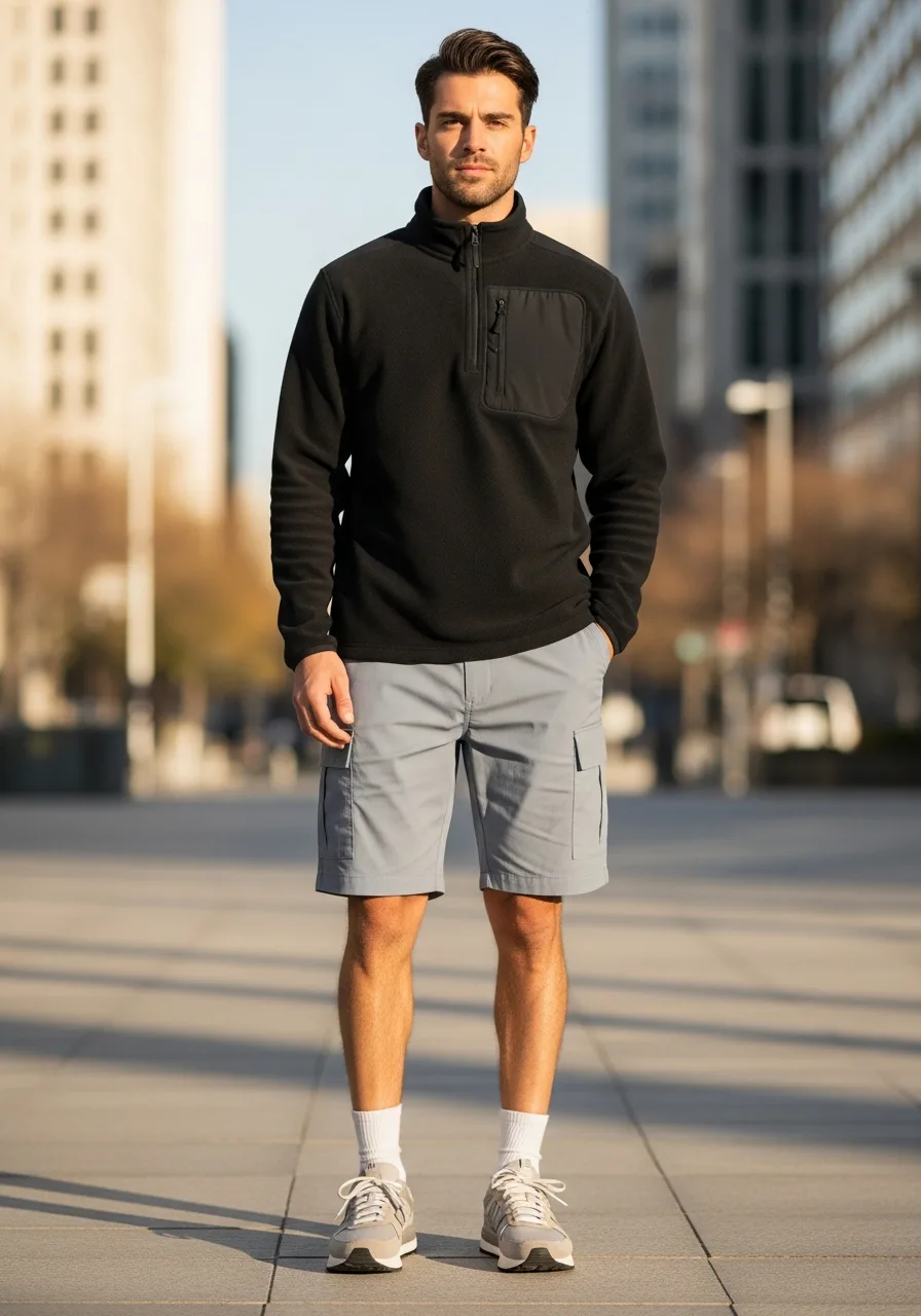 48. Technical Fleece Cargo Shorts Outfit