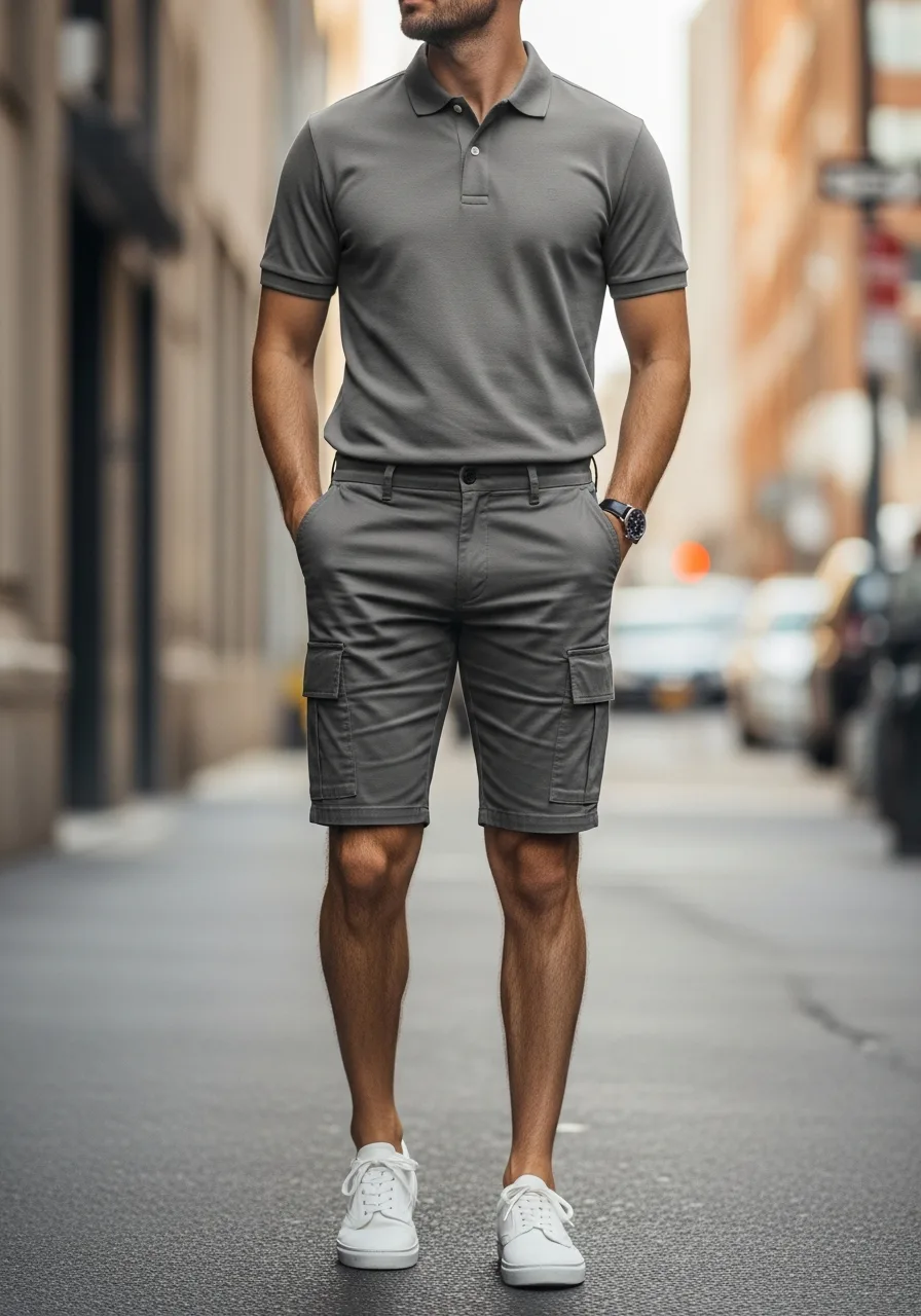 9. Structured Polo Cargo Shorts Outfit