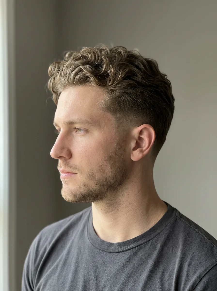 16. Taper Fade with Curly Top