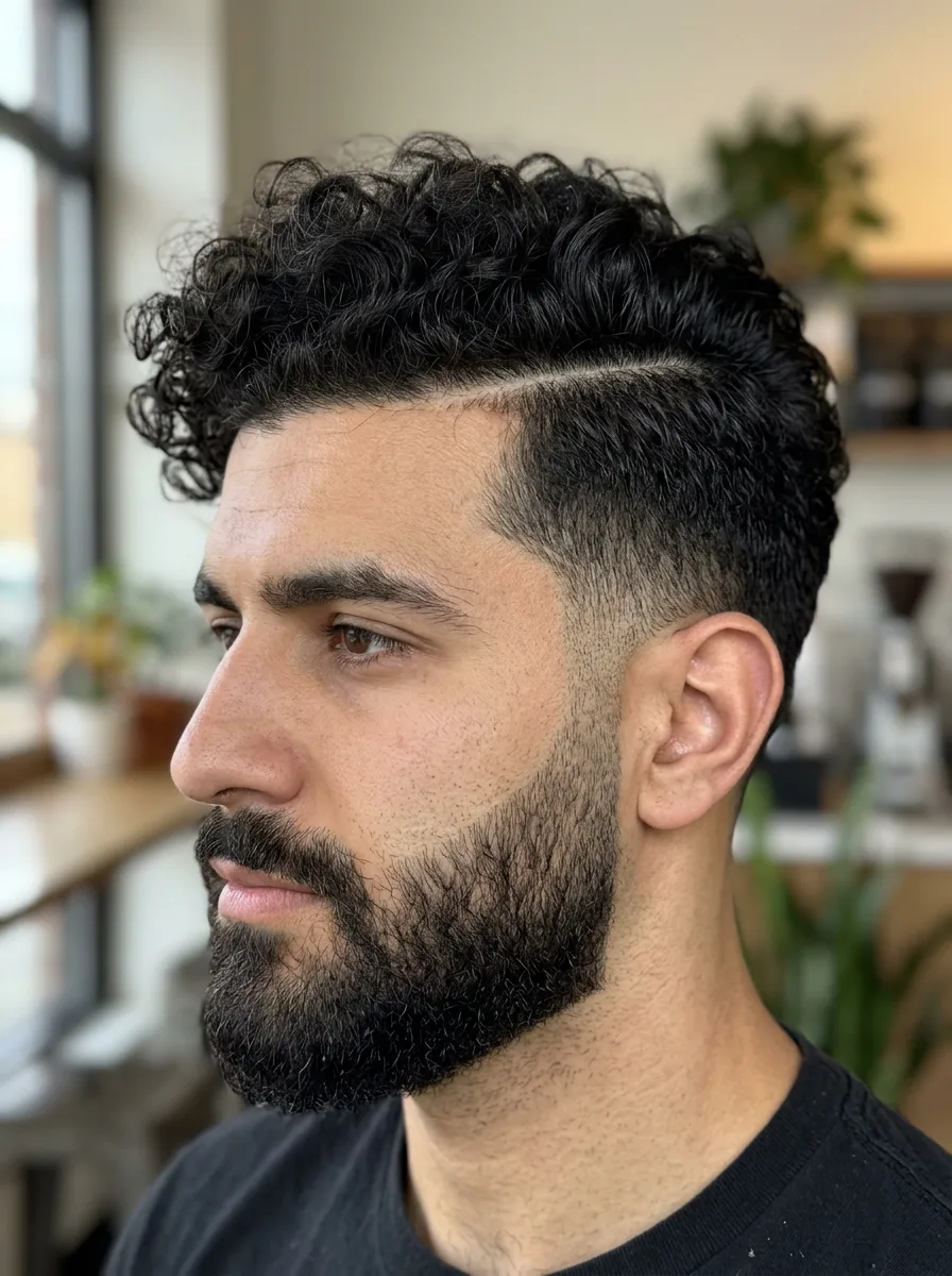 21. Curly Hair with Hard Part