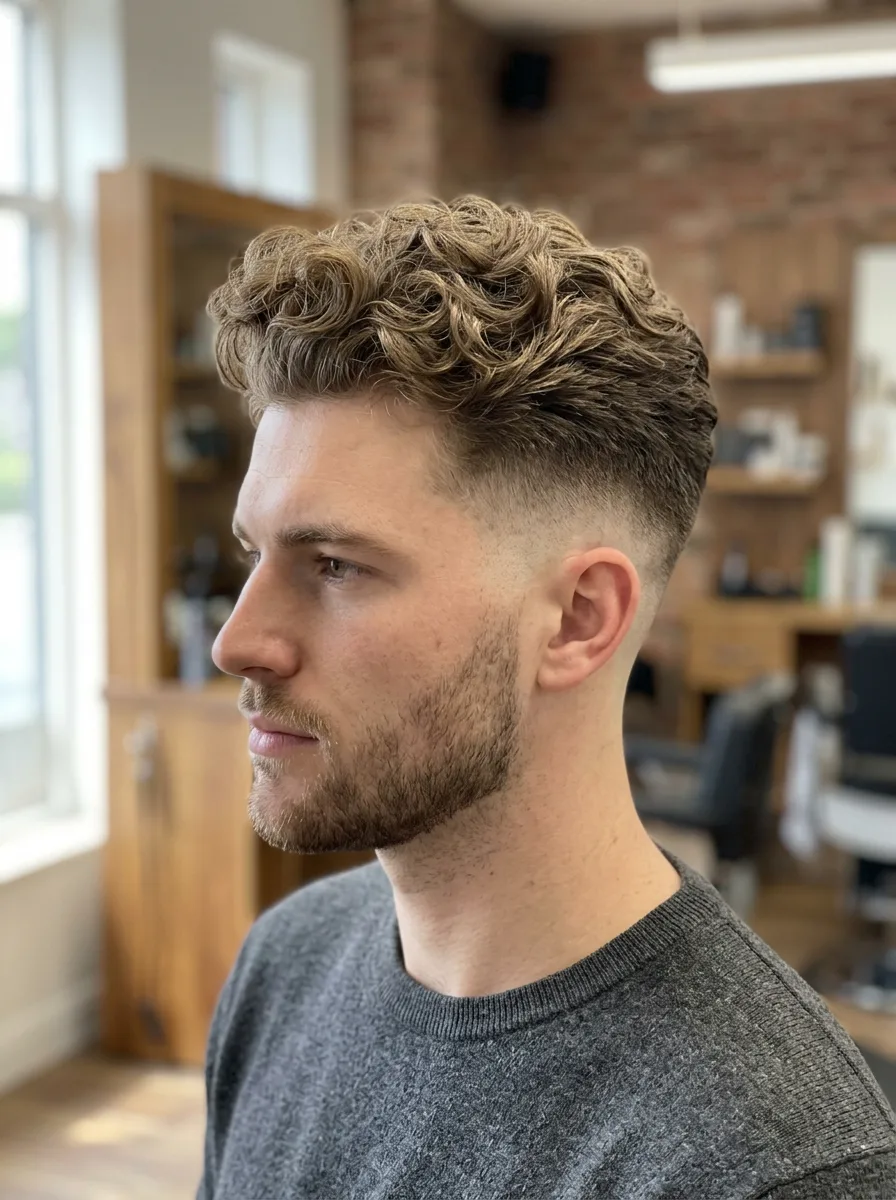 24. Bald Fade with Curly Volume